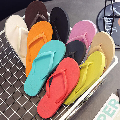 Simple Solid Color Comfortable Slippers Flip Flop Women Summer Korean ...