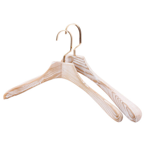 International Hanger, White Wood Suit Hanger w/Bar and Chrome Hook