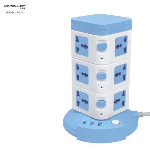Konfulon Hochleistungs-Steckdosenleiste 2500W mit 3*USB-Ausgängen (EU)