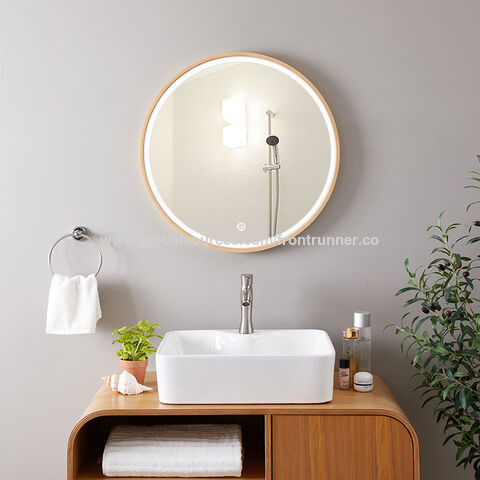 Espelho de Parede Decorativo para Maquilhagem em 40cm, 50cm, 60cm, 70cm, 80cm, 90cm ou Tamanhos Personalizados - Espelho com Moldura de Madeira para Casa de Banho, Venda por Grosso for sale at factory direct price