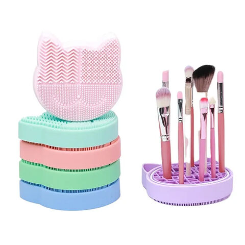 Makeup Brush Cleaner Bowl Mat, Silicone Pink Soft Brush Cleaning