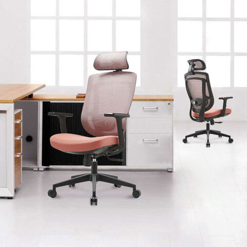 Chaise de bureau ergonomique de luxe en maille rouge à trois fonctions, dossier haut réglable pour ordinateur de direction