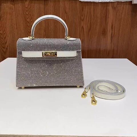 Bolso bandolera para mujer, Bolso de moda con decoración de cadena, Bolso  de cubo de moda (plata)