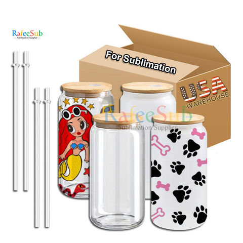 Buy Wholesale China Usa Warehouse 16oz 16 Oz Clear Frosted Blanks  Sublimation Tumbler Mug Cup 16 Ounce Beer Glass Can With Bamboo Lids And  Straw & Sublimation Glass Can at USD 0.99