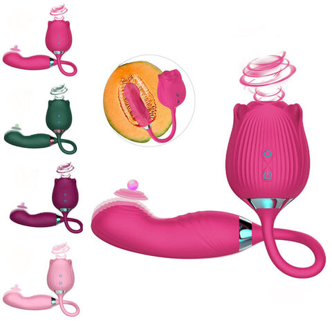 Clitoral Sucking Vibrator Rose Thrusting Dildo Clitoral Stimulator Massage Head 2 in 1 G spot Vibrator Rose Sex Toys for Women for sale at factory direct price