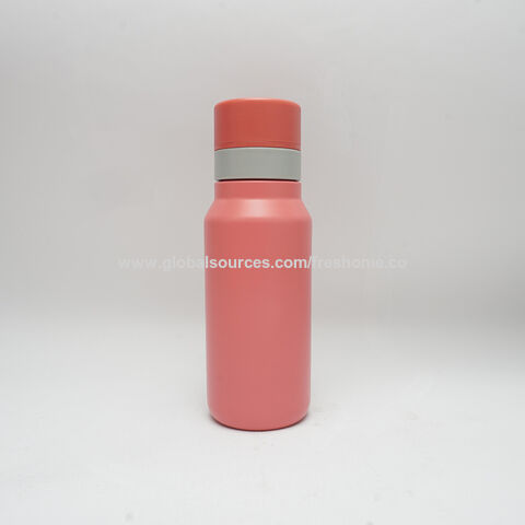 Botella de agua deportiva de verano personalizada de aluminio de 20 onzas  para niños, 2 tapas (rosa)