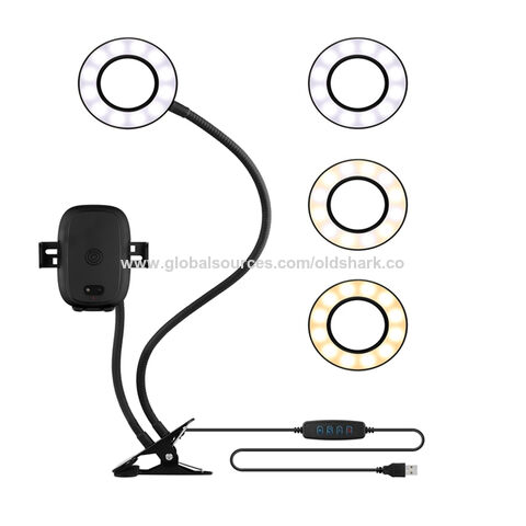  Anillo de luz led de 6 pulgadas con trípode para video y  maquillaje , Mini Luz led para cámara con soporte para teléfono  celular, lámpara led de escritorio con 3 modos