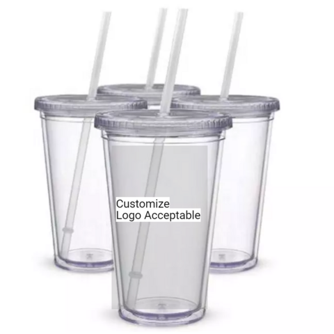 Glass Cups With Bamboo Lids & Straws 4 pc 16oz can shaped glass