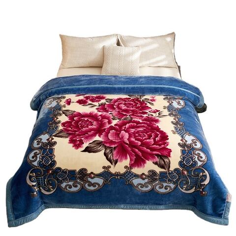 Velvet Floral Embossed Super Soft Heavy Double Bed Mink Blanket for Winter