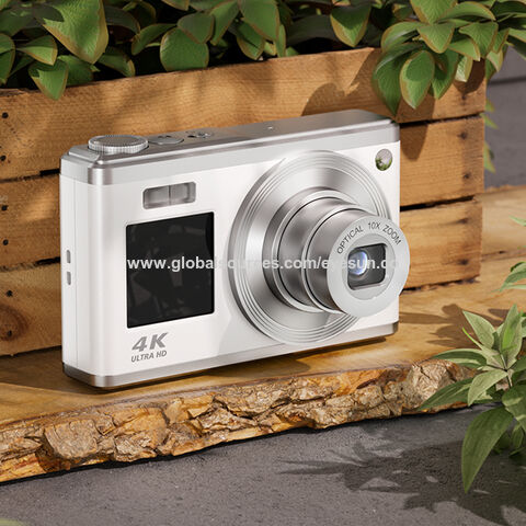 4K HD Optical Dual Lens Digital Camera 50MP Dual Screen Selfie Camera, No Memory(White)