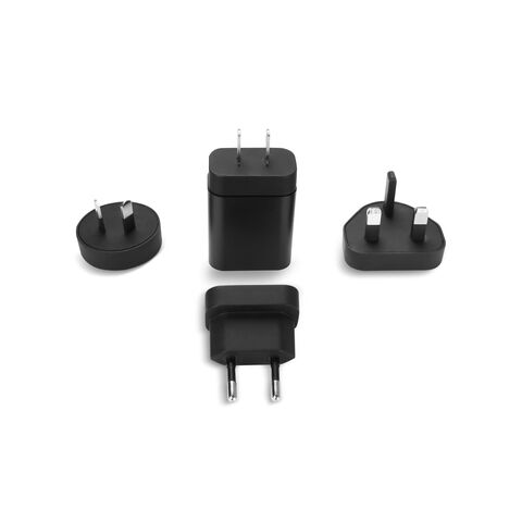 Carregador de Parede Múltiplo USB A USBC com Plugues Intercambiáveis, Adaptador de Energia de Viagem, Carregador de Celular Universal Tudo em Um com UK US EU