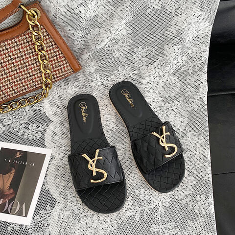 Buy Wholesale China Luxury Brand Metal Logo Black Classic Flat Footwear ...