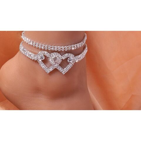 Cuban Link Anklet Diamond Fashion Shine Crystal Butterfly Miami