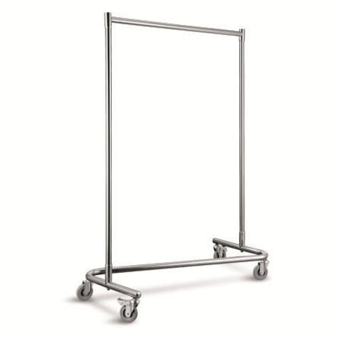 Stainless Steel Z Hanger Trolley Garment Clothes Rack With Wheels 