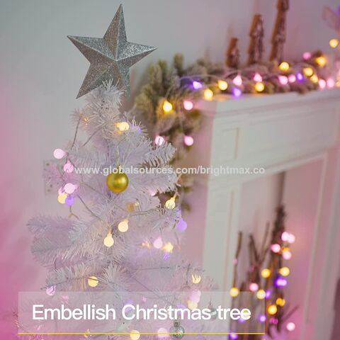 LED Christmas tree with string lights and star, 1.5 m, indoor, remote  control, timer, RGB