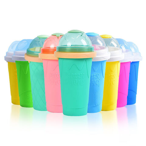 2023  new squeeze reusable silicone smoothie cups magic frozen slushy maker ice cup slushy making cup for sale at factory direct price