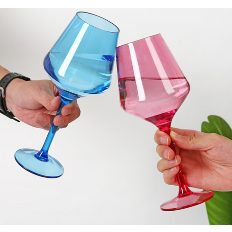 6 Pack | 8oz Amber Gold Crystal Cut Reusable Plastic Cocktail Goblets,  Shatterproof Wine Glasses