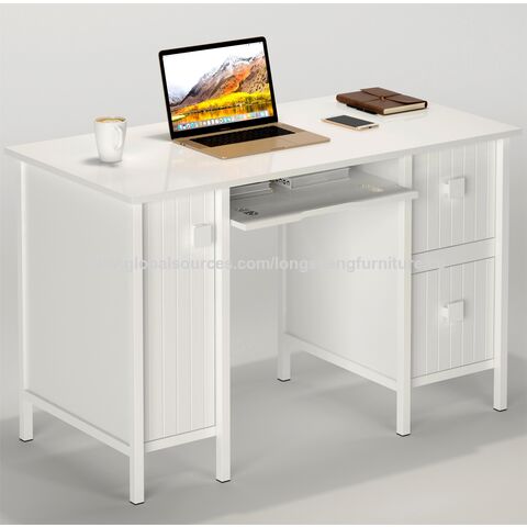  Escritorio de PC simple de madera para oficina, mesa de  escritura moderna, soporte universal para computadora portátil, muebles  para el hogar, estación de trabajo de PC con 2 cajones, mesa de