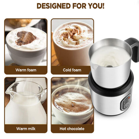 Mousseur à lait électrique 3 en 1, 350 ml, machine à mousse de lait  automatique avec fonction lait chaud et froid pour café, latte, chocolats  chauds, cappuccino (blanc) : : Maison