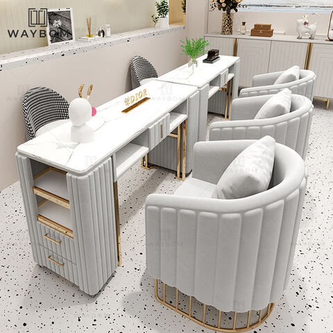 Manicure Table Vacuum And Nail Salon Furniture Length Grey And