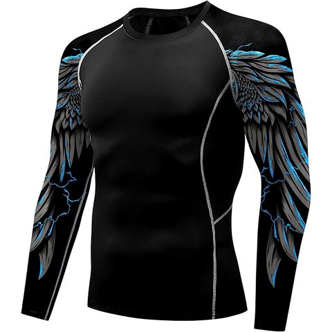 OEM Camisetas de natación de manga larga con estampado para hombre, protección solar para surf, rash guards casuales