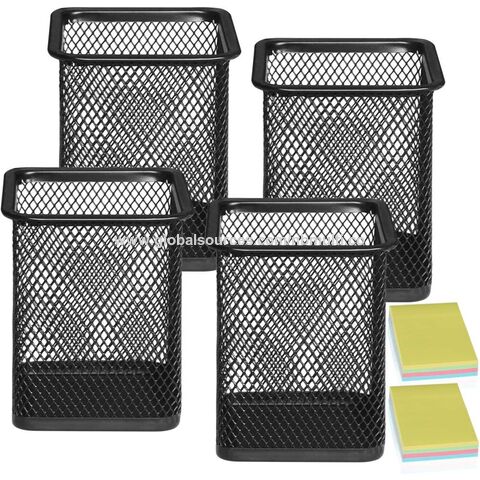 Mesh Desk Organizer Office Supplies Caddy with Pencil Holder and Storage  Baskets for Desk Accessories, 3 Compartments, Black