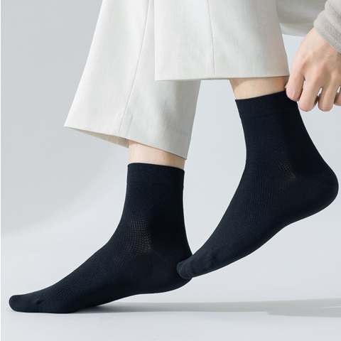 Chaussettes d'été en coton en gros, maille fine, mi-mollet, pour hommes d'affaires