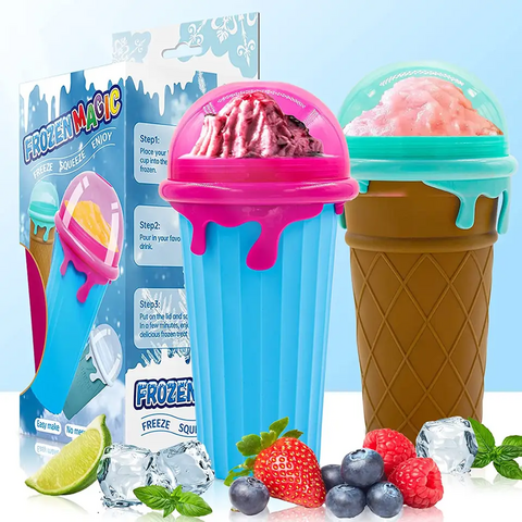 500ML Quick Frozen Slushy Cup Squeeze Smoothie Magic Slushy Maker Slushi Ice Cup for sale at factory direct price