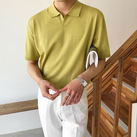 Herren Eis Seide Strick T-Shirt Sommer dünn atmungsaktiv Kurzarm POLO Shirt Koreanischer lockerer Top for sale at factory direct price