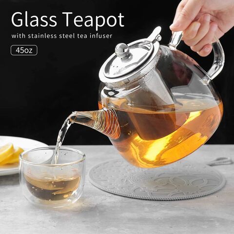 Hand Made Heat-resistant 304 stainless steel Teapot Tea Infuser Pot With  Wooden Handle Boiling Tea