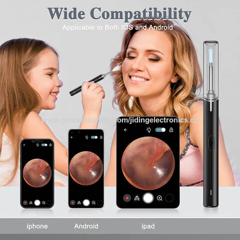 Ear Wax Removal Tool with 1080p Waterproof Ear Camera, compatable with iOS,  Android (Black)