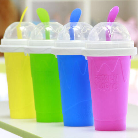 Frozen Squeeze Slushy Cup Maker Private Labeling Smoothie Cups Magic Slushy With Lid And Straw for sale at factory direct price