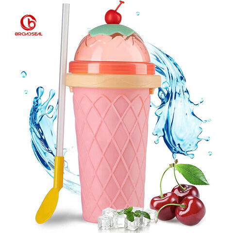 Silicone Magic Quick Frozen Smoothies Squeeze Cup With Lid And Straw Slushy Ice Maker Cup for sale at factory direct price
