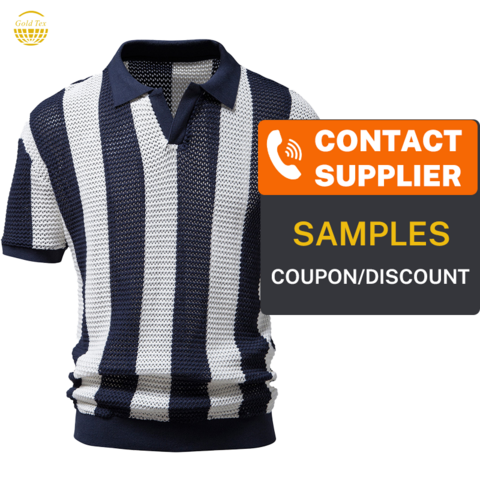 Buy Wholesale China High Quality 100% Cotton Streetwear Oversize Turn-down  Collar Knitted Stripe Golf Polo T Shirt For Men & Polo Shirts at USD 9.18