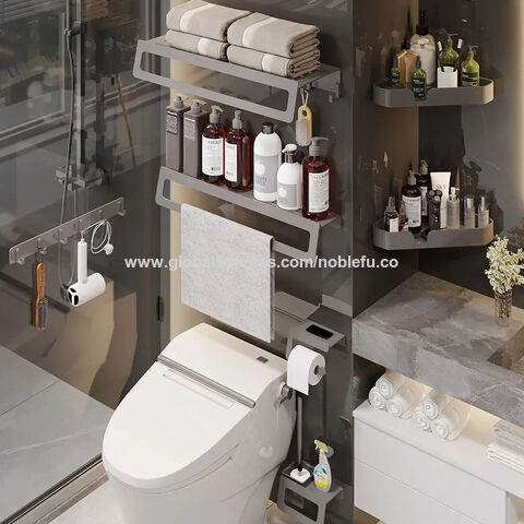 Bath Towel Holder Set, Bathroom Storage Tripod, Toilet Brush, Hair