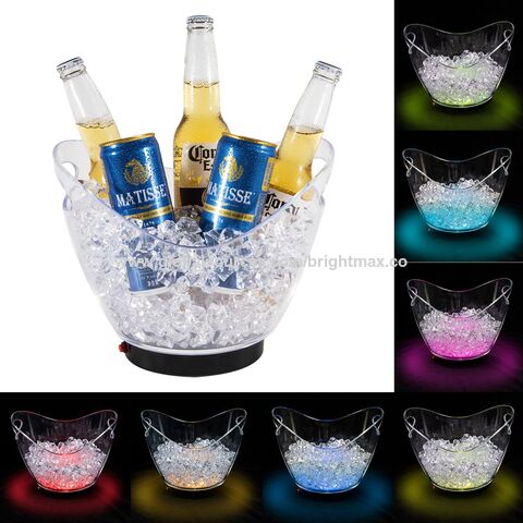 Cubiteras LED de 5L, Plástico PS+ABS transparente, Colores RGB cambiantes, para fiestas, bares, hogar, KTV y clubes