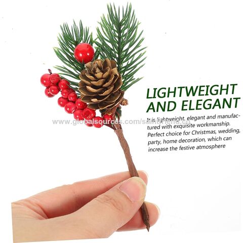 Artificial Christmas Picks Assorted Red Berry Picks, Stems Faux Pine Picks Spray with Pinecones Apples Holly Leaves - for Christmas Floral Arrangement