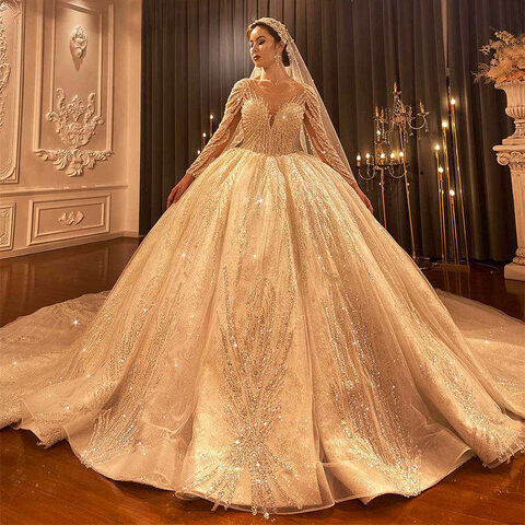 White Ball Gown Satin Sweetheart Crystal Wedding Dress With Train 2020