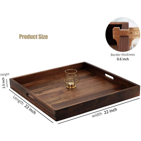 22 X 22 Inches Classic Wooden Decorative Serving Tray Large Square