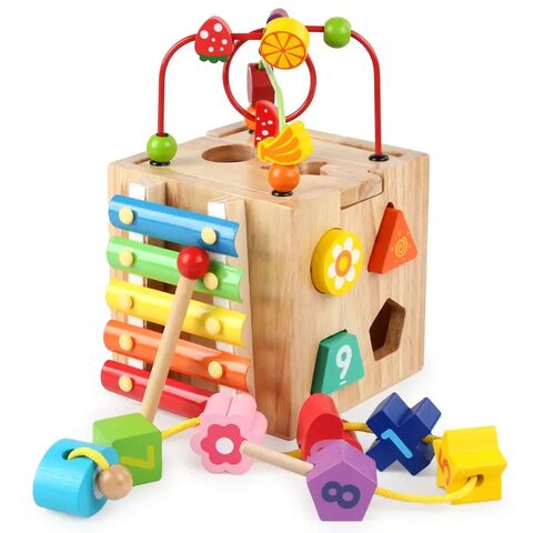 Jogos de Quebra-Cabeça Montessori para Crianças, Brinquedos Educativos de Madeira 5 em 1, Pesca, Contagem de Números, Correspondência, Tabuleiro Digital de Formas for sale at factory direct price