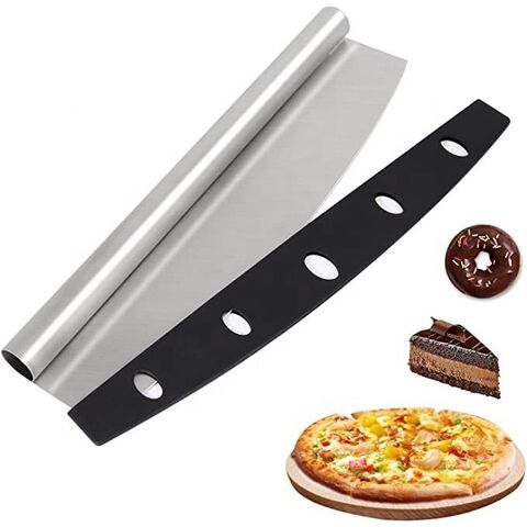 Cortador De Taglia Pizza Couteau A Pizza Custom Sharp Blade Stainless Steel Multifunctional Manual Big Pizza Dough Knife Cutter for sale at factory direct price