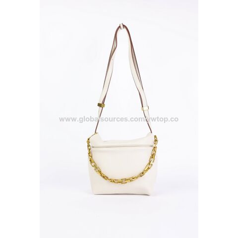 Women's Sling Bag Trendy Fashion Simple Chain Bucket Handbag Soft PU Tote  Shoulder Bag Big Capacity White 