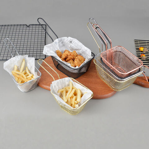 Stainless Steel Deep Fry Basket Rectangle Wire Mesh Strainer with Long  Handle Frying Cooking Tool Food Presentation Tableware