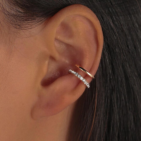 Raffia Wrapped Rhinestone Hoop Earring - Approximately 1.5