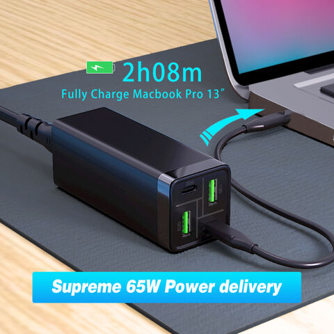 Cargador rápido USB tipo C de 65W y 4 puertos con salida QC3.0 para portátiles, tabletas y teléfonos móviles for sale at factory direct price