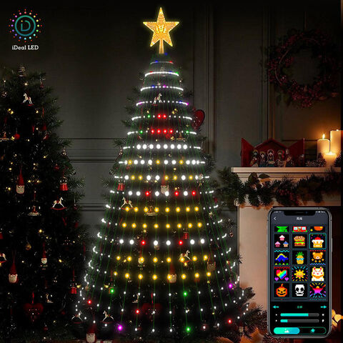 400LED Smart Christmas Tree Lights APP Control DIY Text Picture RGB String  Lights with Remote Control for Christmas, Bedroom