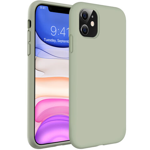 Funda de Silicona Líquida Antigolpes de Alta Calidad para iPhone 11 6.1" con Microfibra Suave - Verde Patina