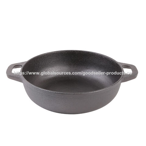 Mini 9" Wok-Pfanne aus schwarzem Gusseisen zum Braten und Sautieren von Zutaten for sale at factory direct price