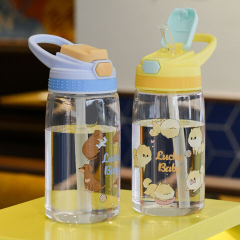 Botella de agua para niños de boca ancha con pajita para correa
