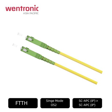 Cable Fibra Óptica Blindado SC / APC - SC / APC Monomodo Simplex 9 / 125 µm  Amarillo 25 m